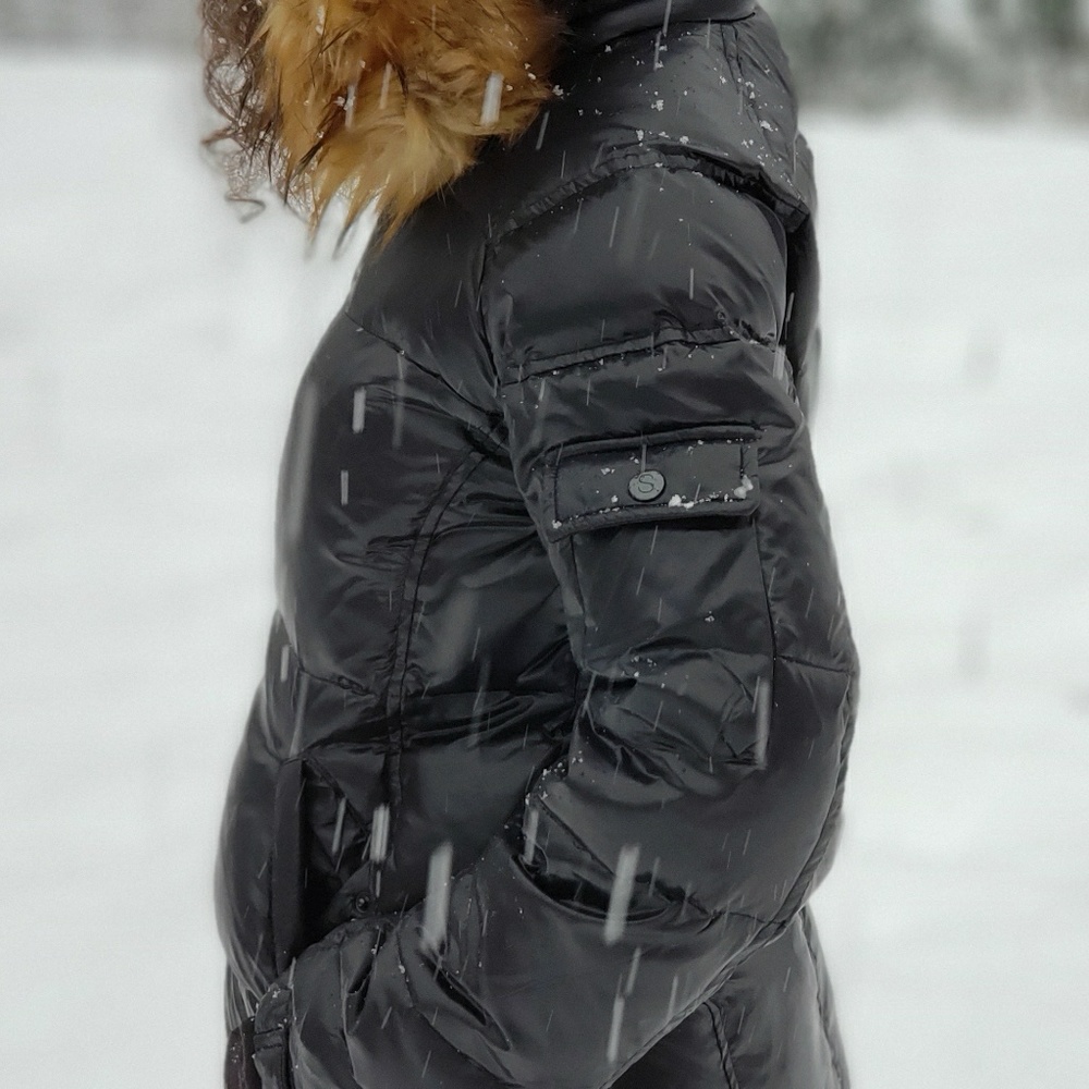 S13 Women's Kylie Faux Fur Trim Puffer Jacket, NWT - Picture 2 of 5